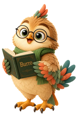 Kitob o'qiyotgan boyo'g'li, Burro AI maskoti