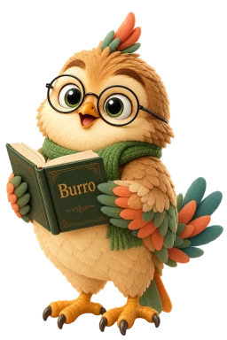 Kitob o'qiyotgan boyo'g'li, Burro AI maskoti